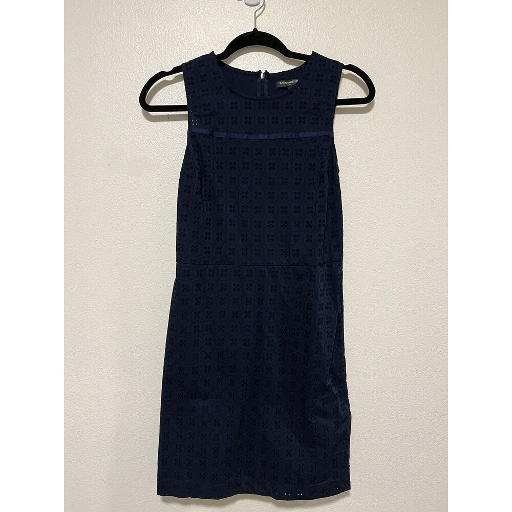Banana Republic Navy Eyelet Shift Dress Size 2